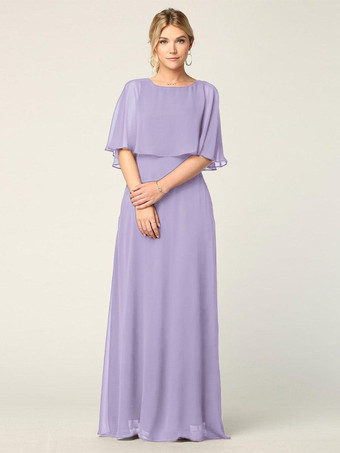 LilacBridal Mother Dress Jewel Neck Half Sleeves A-Line Wedding Guest Dresses