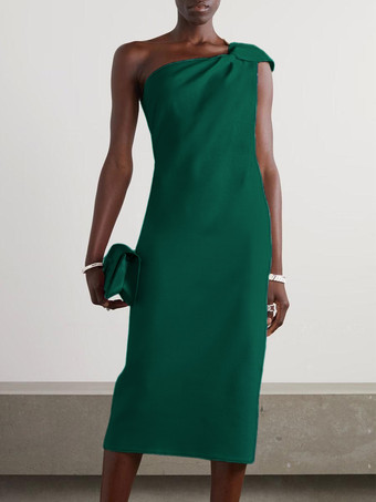 グリーン ホワイトブライダルマザードレスワンショルダーノースリーブショートプリーツゲストドレス結婚式用無料カスタマイズ