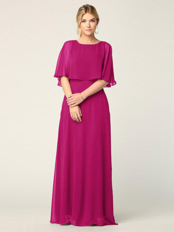 BarbieBridal Mother Dress Jewel Neck Half Sleeves A-Line Wedding Guest Dresses