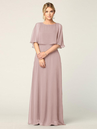 Dark RoseBridal Mother Dress Jewel Neck Half Sleeves A-Line Wedding Guest Dresses