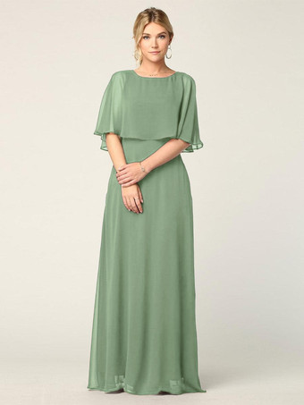 SageBridal Mother Dress Jewel Neck Half Sleeves A-Line Wedding Guest Dresses