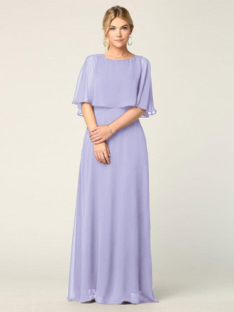 LavenderBridal Mother Dress Jewel Neck Half Sleeves A-Line Wedding Guest Dresses