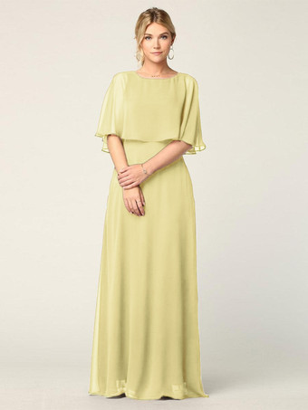 DaffodilBridal Mother Dress Jewel Neck Half Sleeves A-Line Wedding Guest Dresses