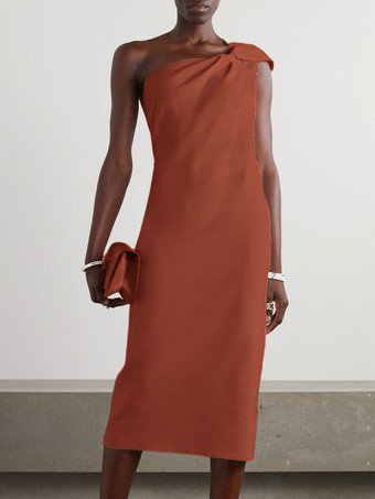 オーバーンホワイトブライダルマザードレスワンショルダーノースリーブショートプリーツゲストドレス結婚式用無料カスタマイズ