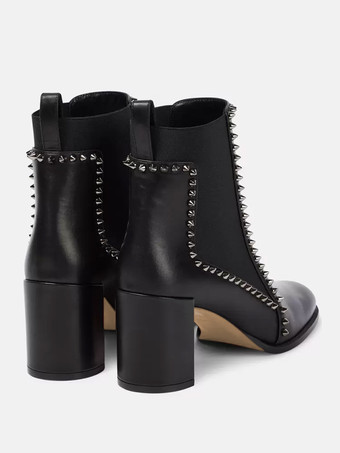 Botas Chelsea de tacón de bloque negras con tachuelas y punta redonda para mujer