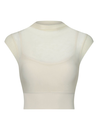 スポーティなトップス ラウンドネック キャップスリーブ アウトドア レディース アクティブウェア 無地