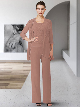 オーバーンパーティードレス花嫁の母のためのジュエルネック七分袖シースレース床長さのゲストドレス結婚式のための