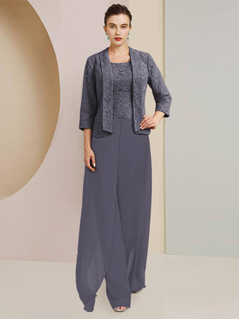 嵐のパーティードレス 花嫁の母用 ジュエルネック 7/4丈 袖 ツーピース レース 結婚式のゲストドレス