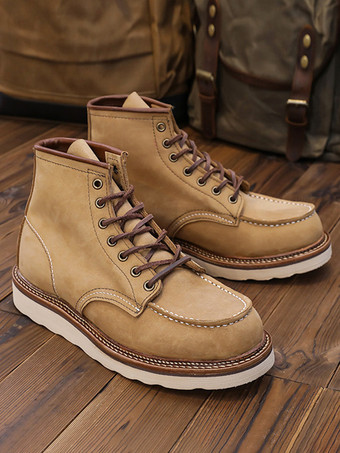 メンズ マーティン ワークブーツ ディープブラウン 牛革 ラウンドトゥ コンバットブーツ