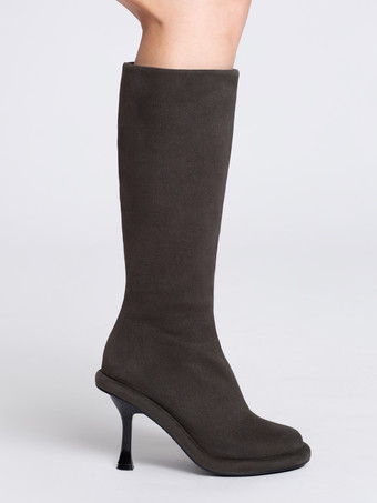 ニーハイブーツ レディース グレー シック スティレットヒール ニーハイブーツ