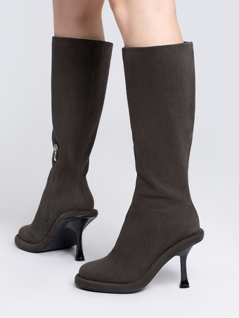 ニーハイブーツ レディース グレー シック スティレットヒール ニーハイブーツ