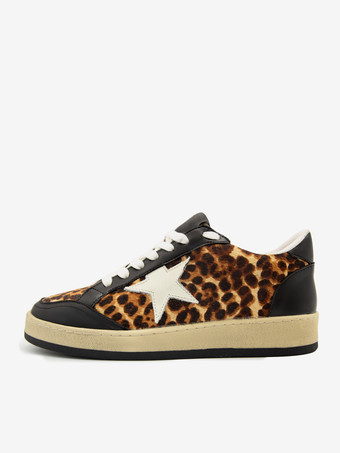 caqui Zapatillas de skate para mujer Zapatillas con cordones y estampado de leopardo en color caqui