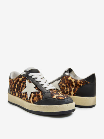 Zapatillas de skate para mujer Zapatillas con cordones y estampado de leopardo en color caqui
