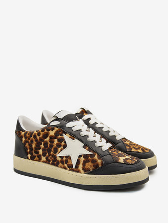Zapatillas de skate para mujer Zapatillas con cordones y estampado de leopardo en color caqui