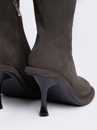 ニーハイブーツ レディース グレー シック スティレットヒール ニーハイブーツ