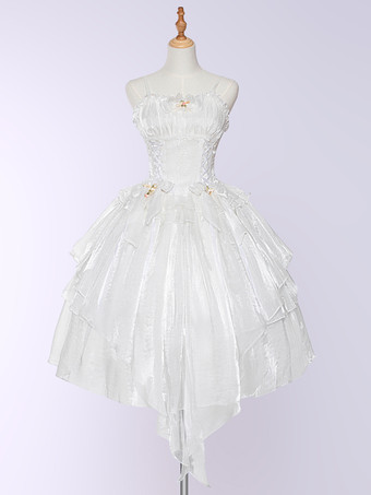 Abito da principessa elegante Abito da sposa Sweet Lolita Maglione senza maniche Abito Sweet Lolita bianco