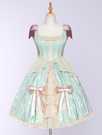 JSK Lolitashow Exclusive Sweet Lolita Dress Lace Ruffles Jacquard Sleeveless Daily Cacsual Dress