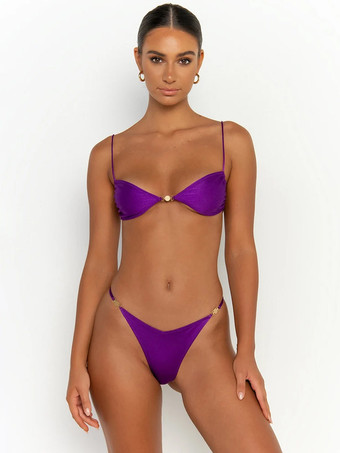 レディース ビキニ水着 ブラック グロメット 結び目 ウエスト上げ 夏 ビーチ 水着