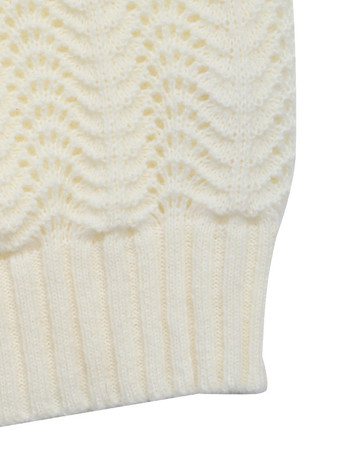 女性用プルオーバー ライトアプリコット カットアウト ジュエルネック 長袖 アクリルセーター