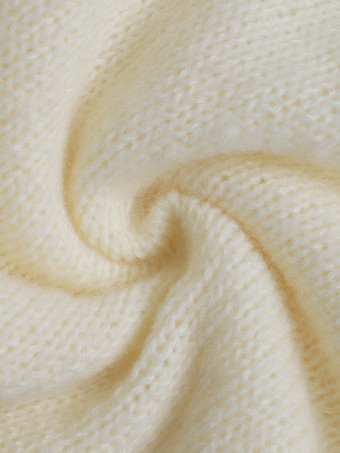 女性用プルオーバー ライトアプリコット カットアウト ジュエルネック 長袖 アクリルセーター