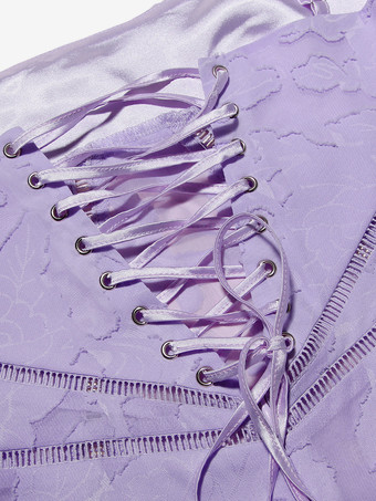 花柄ドレス スパゲッティストラップ バックレス レースアップ ブランチ パーティー マキシドレス