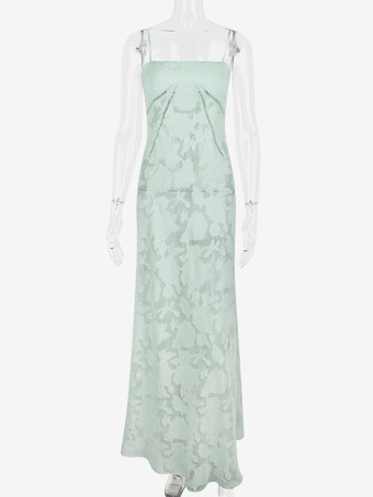 花柄ドレス スパゲッティストラップ バックレス レースアップ ブランチ パーティー マキシドレス