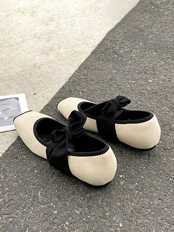 ブラック バレリーナ フラット スクエアトゥ レースアップ バレエ フラット シューズ レディース