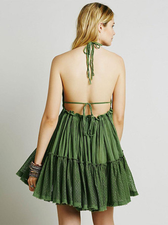 サマードレス Vネック レースアップ レイヤード ブラック ショート ビーチドレス