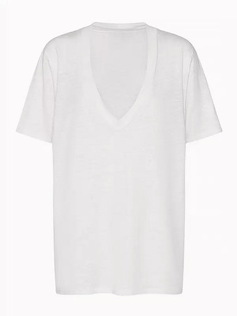 コットンTシャツ 半袖 Vネック スタイリッシュ カジュアル 夏 レディースTシャツ