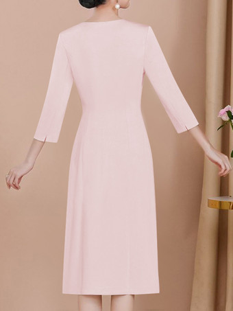 花嫁の母のためのパーティードレスジュエルネックハーフスリーブシースレースウェディングゲストドレス無料カスタマイズ