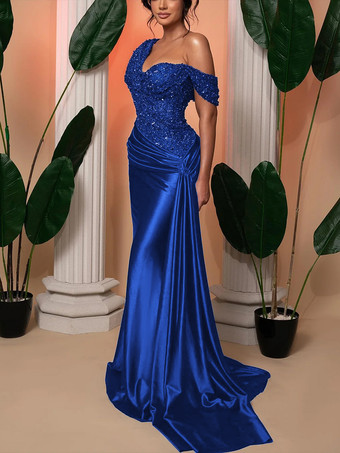 エレガントなマーメイド トレーン付き ワンショルダー カクテルドレス