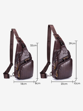 メンズバッグディープブラウンレザーワンピースバックパック