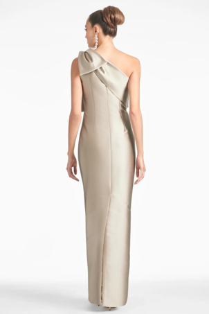 花嫁の母親のためのパーティードレス ワンショルダーのリボン付きフロアレングスのマーメイドゲストドレス 結婚式用