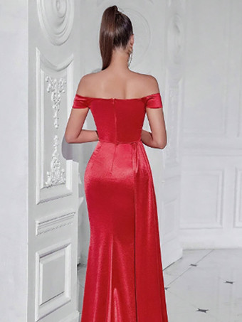 イブニングドレス マーメイド スウィートハートネック サテン生地 トレーン付き フロントスリット フォーマル パーティードレス