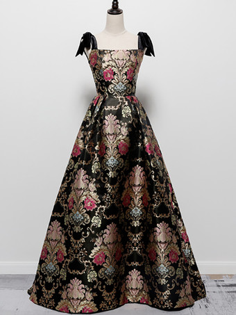 プロムドレス Aライン スクエアネック レース ノースリーブ パーティードレス