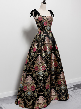 プロムドレス Aライン スクエアネック レース ノースリーブ パーティードレス