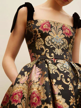 プロムドレス Aライン スクエアネック レース ノースリーブ パーティードレス