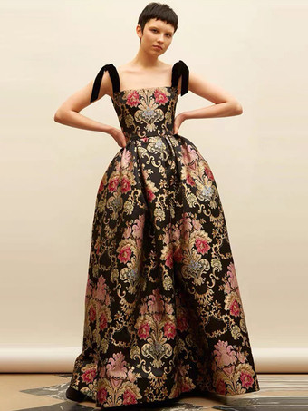 プロムドレス Aライン スクエアネック レース ノースリーブ パーティードレス