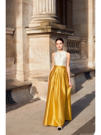 イブニングドレス Aライン ジュエルネック 弾性織物サテン マキシレングス プリーツ フォーマルパーティードレス