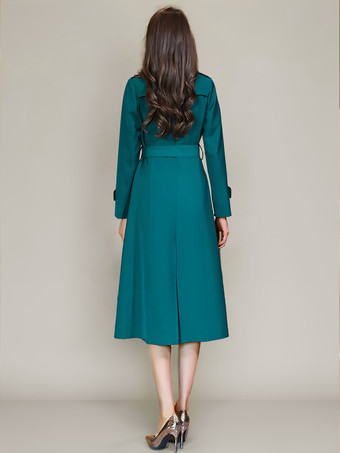 レディース トレンチコート 実用的ボタン ターンダウンカラー 長袖 ポリエステル レースアップ