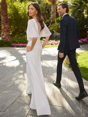 AvorioTute da sposa maniche corte in raso Avorio Abiti da sposa