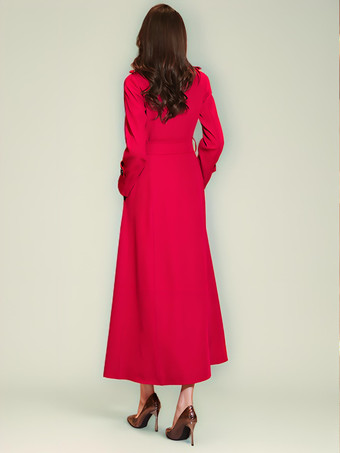 レディース トレンチコート 実用的 ターンダウンカラー ボタン フルレングスコート