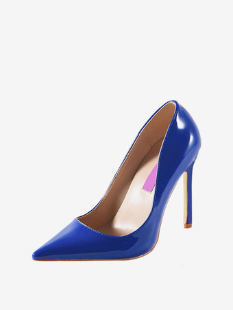 ロイヤルブルーハイヒール ポインテッドトゥ パンプス PU ワインレッド 10cm スリップオン ピンヒール シューズ キャンディカラー ハイヒールシューズ 結婚式 二次会 通勤用 仕事 キャバ 卒園式 卒園式 レディース靴