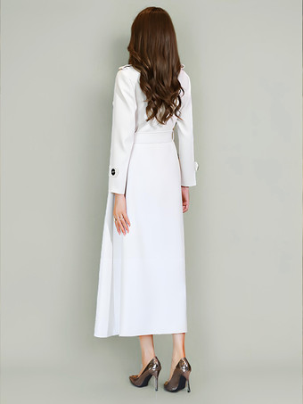 女性用トレンチコート 高品質サッシュ ターンダウンカラー 長袖 フルレングスコート