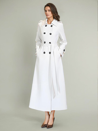 女性用トレンチコート 高品質サッシュ ターンダウンカラー 長袖 フルレングスコート