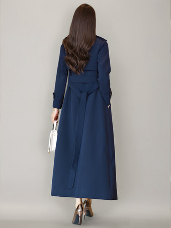レディーストレンチコート 高品質サッシュターンダウンカラー 長袖 フルレングスコート