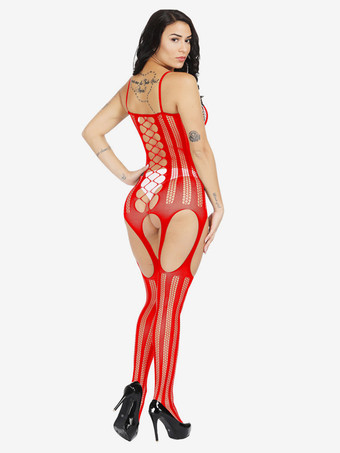 クロッチレス 女性用セクシーボディストッキングフィッシュネットホワイトカットアウトウェディングランジェリー