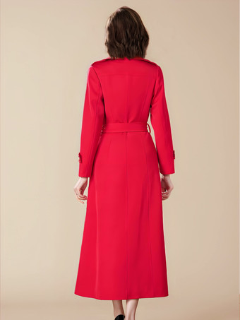 女性用トレンチコート 高品質ボタン ターンダウンカラー 長袖 ポリエステル フロントボタン