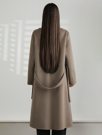 ウール バスローブ コート レディース ショールカラー ベルト付き サイドポケット 着心地良い 冬 ミディ丈 アウターウェア 2025