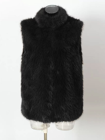 フェイクファーコート スタンドカラー ノースリーブ 冬用 着心地良い エコフレンドリー ファーベスト